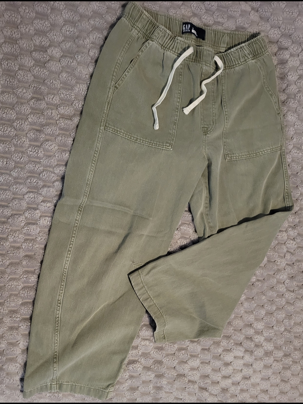 GAP Mid Rise SuperSoft Pull-On Barrel Jeans in Light Olive Sz M - Picture 5 of 15